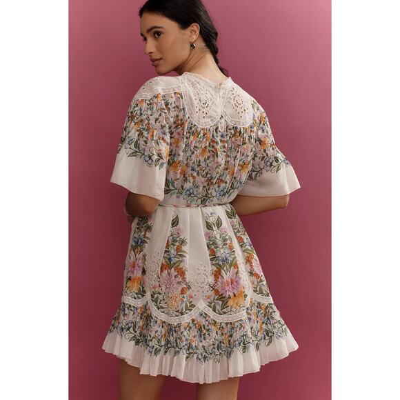 FARM RIO Sweet Bloom Bouquet Short-Sleeve Mini Dress Size Medium - Picture 4 of 11